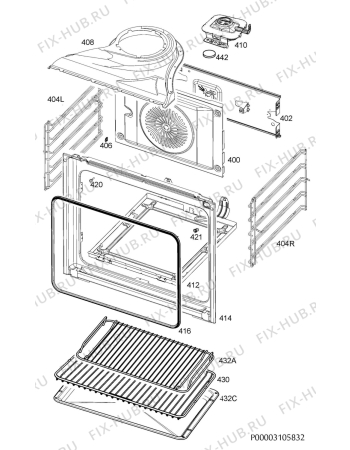 Взрыв-схема плиты (духовки) Aeg BPS45102LM - Схема узла Oven